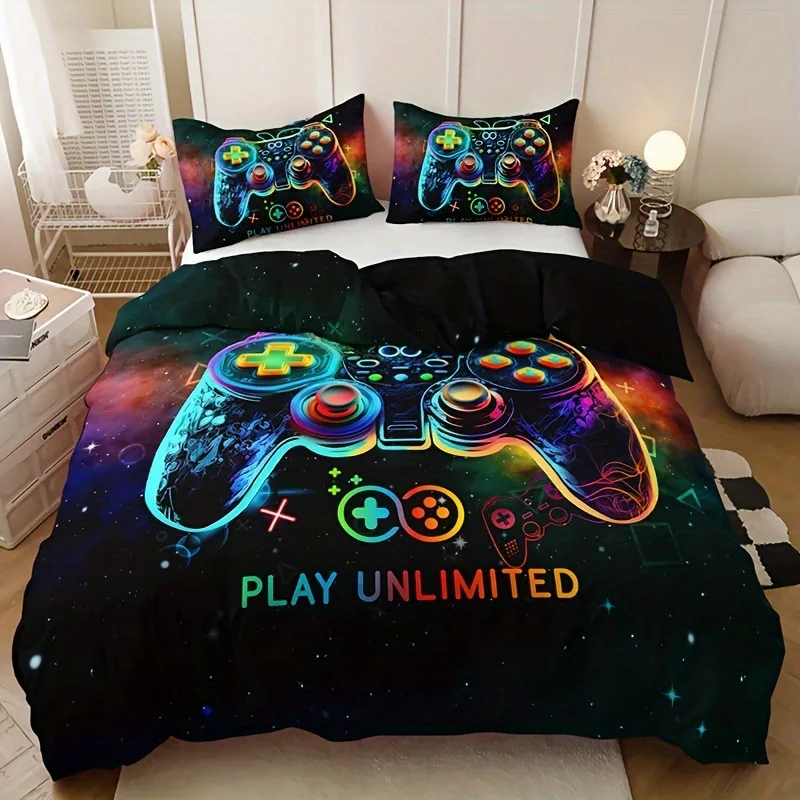 Gaming Console All In One - Spielkonsolen-Bettbezug-Set für Jungen, Mädchen, Kinder, Weltraum,